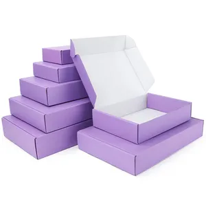 Customized Logo purple Shipping Boxes Hoodies Foldable Corrugated Carton Box Underwear Clothing Packaging Mailer Boxes