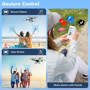 Dron Hiturbo JY013 con Cámara 1080P 2.1MP, Giroscopio de 6 Ejes, Mantenimiento de Altitud, Arranque con una Tecla, para Principiantes, Control Remoto de Plástico Negro, Quadcopter - Product Image 5