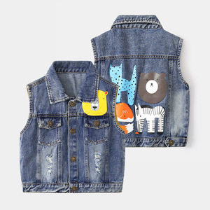 2023 <span class=keywords><strong>chaleco</strong></span> <span class=keywords><strong>vaquero</strong></span> informal para niños con estampado de dibujos animados al por mayor Street Trend prendas de vestir exteriores de moda para niños pequeños - Product Image 1