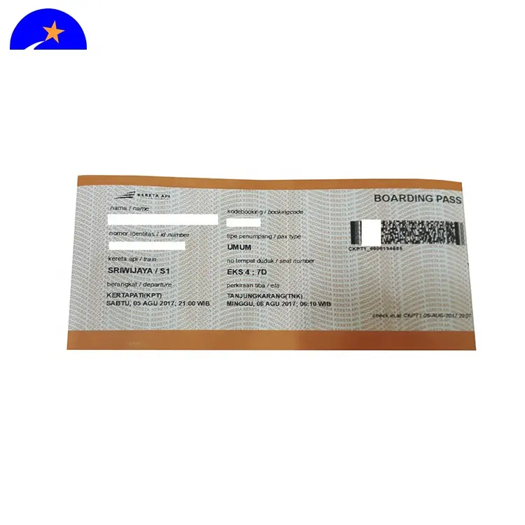 Viajes baratos, boleto aéreo en china anti-falsificación de la aerolínea Impresión de boletos anti copia entradas