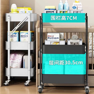 Folding <b>Storage</b> Rack 3 Tier Movable Kitchen <b>Cart</b> With Wheels For Food <b>Storage</b> And Organization - Product Image 3