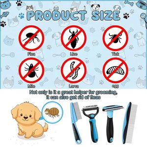 Peigne démêlant en acier inoxydable pour animaux de compagnie, brosse de toilettage pour chiens, produits de nettoyage pour animaux, peigne en acier pour animaux - Product Image 6