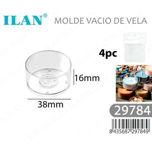 Stampo per Candele ILAN, Diametro 38mm, Altezza 16mm, Stampo in Plastica Trasparente per Candele Fai-da-Te, Set da 4 Pezzi - Product Image 4