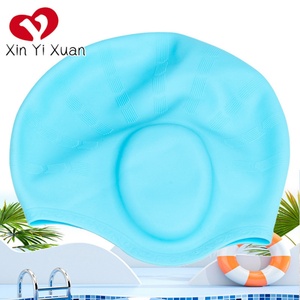 Bonnet de bain en silicone de couleur unie, imperméable et anti-humidité, pour femmes adultes aux cheveux longs - Product Image 3