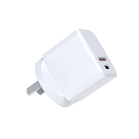 Chargeur 20W GaN 2 ports USB-A/Type-C avec prise argentine AR certifiée S-Mark PD 3.0 pour téléphone, ordinateur portable et écouteurs