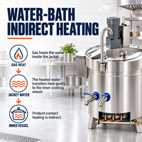 Marmite de cuisson à bain-marie à gaz en acier inoxydable à chauffage indirect pour sauces, soupes et braisages professionnels