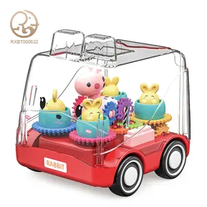 공장 공급 투명 기어 만화 기차 충돌 방지 관성 모델 차량을위한 교육용 아기 장난감 전기 자동차
