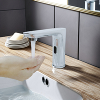 Robinet de lavabo à capteur économe en énergie, auto-développé, en cuivre chromé, avec valve en céramique, à poser sur comptoir, durée de vie de 500 000 utilisations