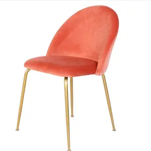 Chaise de salle à manger en tissu velours, meubles de restaurant, moderne et coloré, avec jambes chromées dorées, au meilleur prix