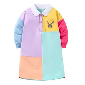Spring 2-7 Years Baby Patchwork Design Skirt Autumn Girls Casual Clothes Children Flower Girls Dresses