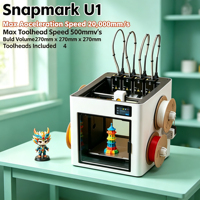 Snapmaker U1 Printer 3D 500mms Multi Material Internasional Tidak Terkunci WiFi Kontrol Ponsel Komputer Grosir Pengiriman Cepat