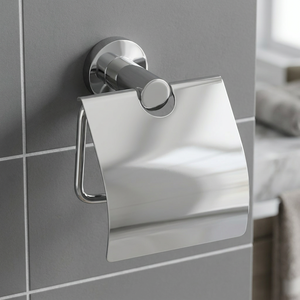 Modern <b>Wall</b>-Mounted Toilet Paper Holder Stainless Steel <b>Rectangle</b> Lid Design <b>for</b> Bathroom - Product Image 3