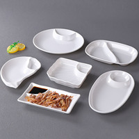 Assiettes en mélamine durables à compartiments pour snacks, vinaigre, raviolis, wontons, frites, repas et crevettes, pour restaurants