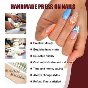 10 pièces/ensemble été conceptions à la mode rafraîchissant vent 3D Simulation Ombre <span class=keywords><strong>Orange</strong></span> Cool à la main presse sur les ongles - Product Image 5