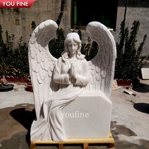 YOUFINE Lapide Commemorativa in Marmo Bianco Intagliata a Mano con Testa d'Angelo Personalizzata per Cimitero - Product Image 5