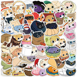 50 Uds. Pegatinas de grafiti de gato de dibujos animados para ocultar y buscar para pared de botella, pegatina de regalo creativa para tienda de mascotas - Product Image 1