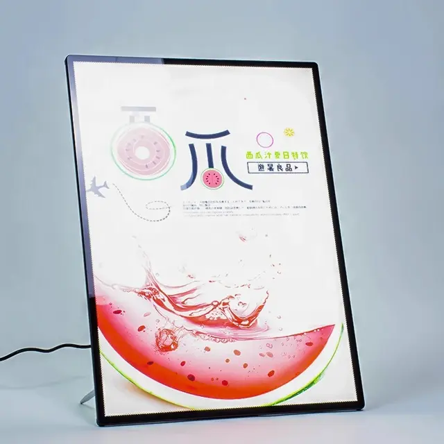 Fastfood Cafe Slanke Lichtbak Led Frame Reclame Menu Bord Display Verlicht Led Backlit Reclame Lichtbak