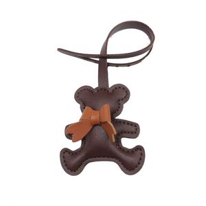 Fashion Cartoon <b>Bear</b> Bow Leather Keychain Bag Pendants <b>Cute</b> <b>Bear</b> PU Leather Keychain Purse Charm Decor Keyring - Product Image 1