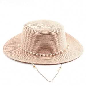 Chapeaux de soleil en papier pour la plage, vente en gros, style décontracté, pour femmes, avec chaîne de perles, pour la pêche et les voyages - Product Image 4