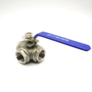 صمام كروي يدوي ثلاثي الاتجاهات بمنفذ L وT، 1000 WOG، من الفولاذ المقاوم للصدأ 304/316، منفذ كامل، سن BSP، تصنيع حسب الطلب لتطبيقات المياه - Product Image 1