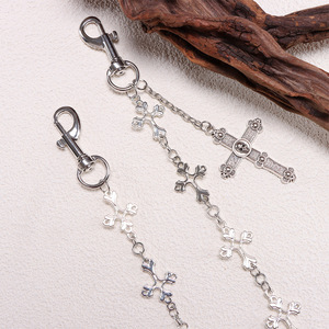 Cadena de cintura con colgante de cruz, estilo punk hip hop chapado en plata antigua para hombres y mujeres, accesorio de joyería de moda - Product Image 4