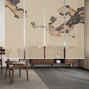 Pantalla de partición de cortina de rodillo especial con estampado de elevación eléctrica con patrón de paisaje de estilo japonés-chino - Product Image 5