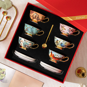 Gốm Châu Âu Bộ Cà Phê Thanh Lịch Tinh Tế Xương Trung Quốc Cốc Cà Phê Và Chiếc Đĩa Đặt Cao Cấp Sang Trọng <span class=keywords><strong>Tea</strong></span> <span class=keywords><strong>Cup</strong></span> <span class=keywords><strong>Set</strong></span> Vàng Rim Hộp Quà Tặng - Product Image 2