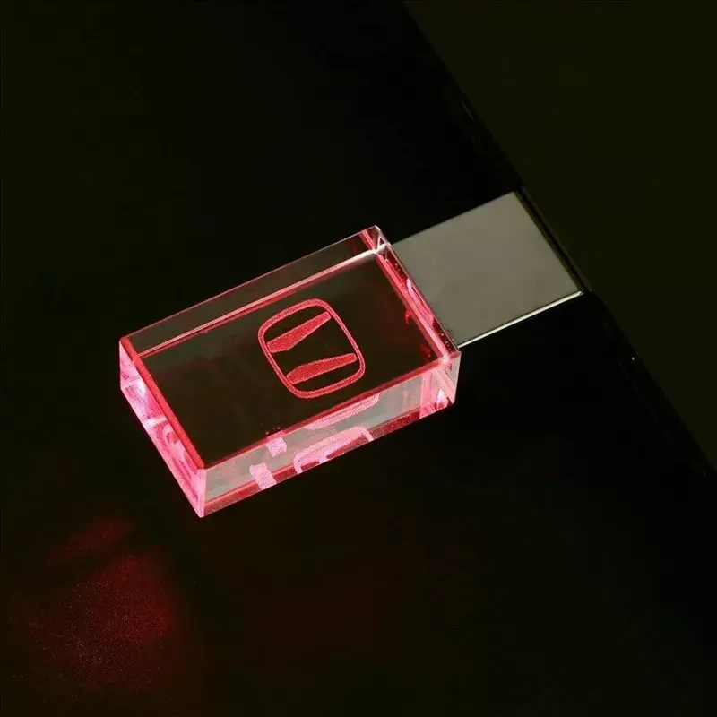 Logo LED USB Rose Gold Hitam, Flash Disk 4G 8GB 16GB 32G 64 GB dengan Logo Kustom Kreatif