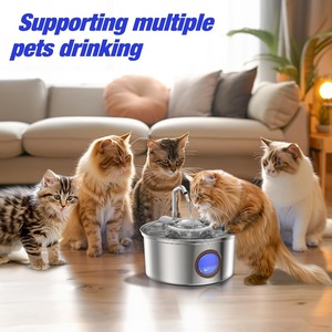 Fuente de agua LED para gatos y perros de apagado automático, alimentador de agua para mascotas de acero inoxidable con fuente de alimentación de carga, diseño de cuenco de flores - Product Image 5