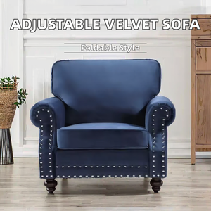 Fauteuil inclinable pliable en tissu et cuir, une place, en velours, réglable, pour bureau, hôtel moderne, balcon - Product Image 2