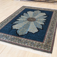 Tapis en soie fait main bleu de haute qualité décor à la maison tapis en soie turc de luxe Durable à vendre