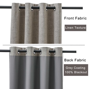 Bindi Full Blackout Modern Bead Rope <strong>Window</strong> Curtains Faux Linen Look Thermal Coating Insulated Grommet Drapes Fabric <strong>Panels</strong> - Product Image 6