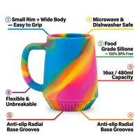 Vente en gros de tasses de voyage en silicone arc-en-ciel sans BPA, poignée ergonomique, tasse à café et à thé réutilisable