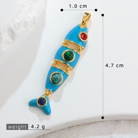 Pendentifs Breloques en Laiton Plaqué Or 18K en Forme de Poisson avec Émail et Pierres Précieuses, Vente en Gros pour Designers, Tendance Chrétienne