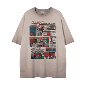 T-shirt Oversize Unisex in Cotone 100% Traspirante da 230g con Illustrazione Retrò Divertente Stile Hip-hop a Maniche Corte – Top Casual per Coppie - Product Image 1