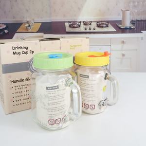 Bocaux à poignée Mason en verre transparent vide de 16oz 500ml avec couvercles et pailles vente en gros - Product Image 6