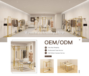Étagère de présentation de vêtements moderne personnalisée, élégante en métal doré, pour salle d'exposition et <span class=keywords><strong>boutique</strong></span> de robes de mariée - Product Image 2