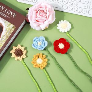 Sunflower Crochet Flower <b>Bookmarks</b> Handmade Daisy Knitted <b>Bookmark</b> Curtain Tie Car Pendant <b>Gift</b> - Product Image 5
