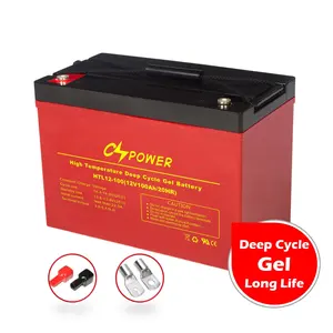 CSPower baterai tenaga surya GEL suhu tinggi 12V 100AH untuk energi daya pabrik Tiongkok HTL12-100 VS Leoch RIT