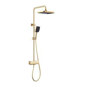 Ensemble de douche mural thermostatique Vimijia en cuivre brossé doré avec pommeau supérieur, pressurisé 5 kg, pour usage domestique - Product Image 4