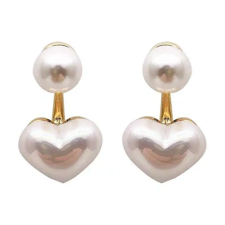 Lateefah new earrings 2022 Pearl heart shape wedding earrings for brides pin earring