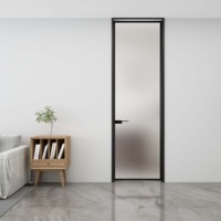 Porte en verre battante design moderne sur mesure cadre en alliage d'aluminium fini pour usage intérieur hôtel appartement bureau villa balcon