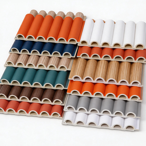 Panneau mural cannelé en fibre de bambou <span class=keywords><strong>demi</strong></span>-rond, à rainures et languettes, grille ondulée décorative - Product Image 1