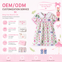 Robe de Noël pour filles en coton 100% avec imprimé casse-noisette vintage, col Peter Pan, manches courtes d'été, ODM pour enfants
