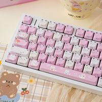 MAO Cat Highly Sided-Engraved Translucent Full Set Cute Kitten PBT Dye-Sublimated Keycaps Hot-Selling Cross-Border