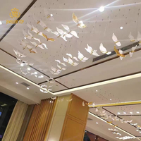 Jewellerytop Hôtel Lobby Villa Escalier Moderne Suspendus Ailes De Luxe Cristal Décoratif Lustre Pendentif Lumière