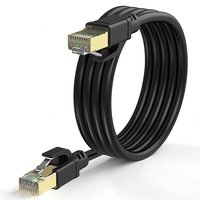 Kabel Ethernet CAT8 SFTP Hitam 28AWG Tembaga Murni 5m untuk Komunikasi Jaringan Keamanan Dalam Ruangan dengan Selubung PVC