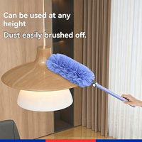 Brosse à poussière domestique à long manche extensible et flexible, en fibres ultra-fines à forte adsorption électrostatique