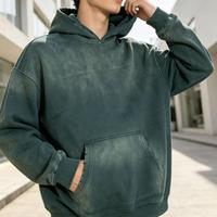 Hoodie vierge personnalisé, coupé, délavé à l'acide, effet soleil, vintage, durable, style streetwear décontracté, vente en gros