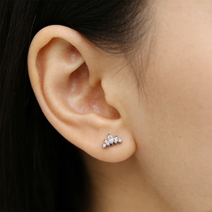 Pendientes Clásicos de Titanio F136 con Circonita Transparente de Corte Princesa y Parte Trasera Plana para Boda, para Cartílago, Oreja, Labret, Concha, Hélice - Product Image 4